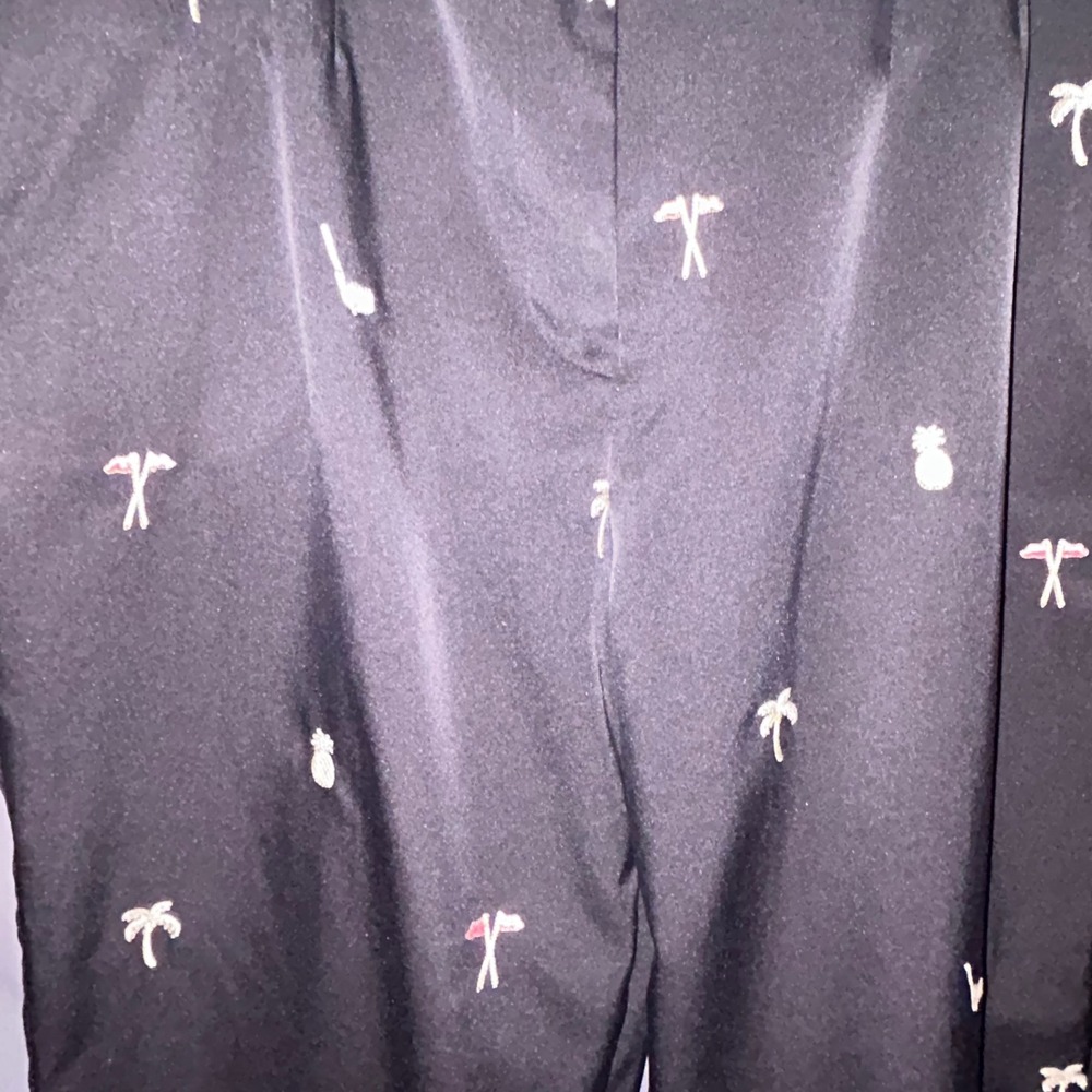 Coral Bay Golf Womens Black Embroidered Palm Tree Pineapple Golf Pants Size 16 - Picture 6 of 8